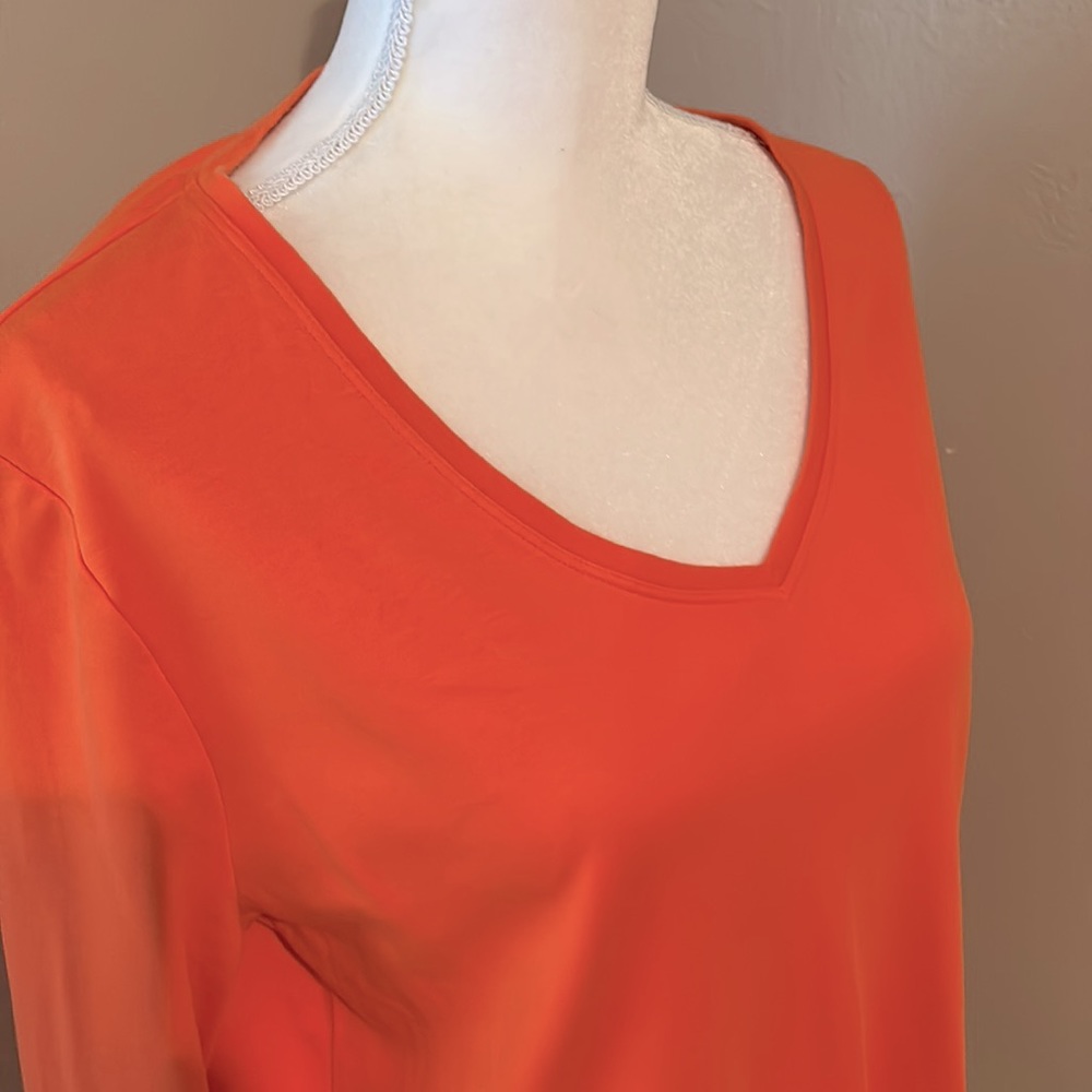 Lane Bryant bright orange V neck Pima cotton long sleeve tee. Like new.  Soft.